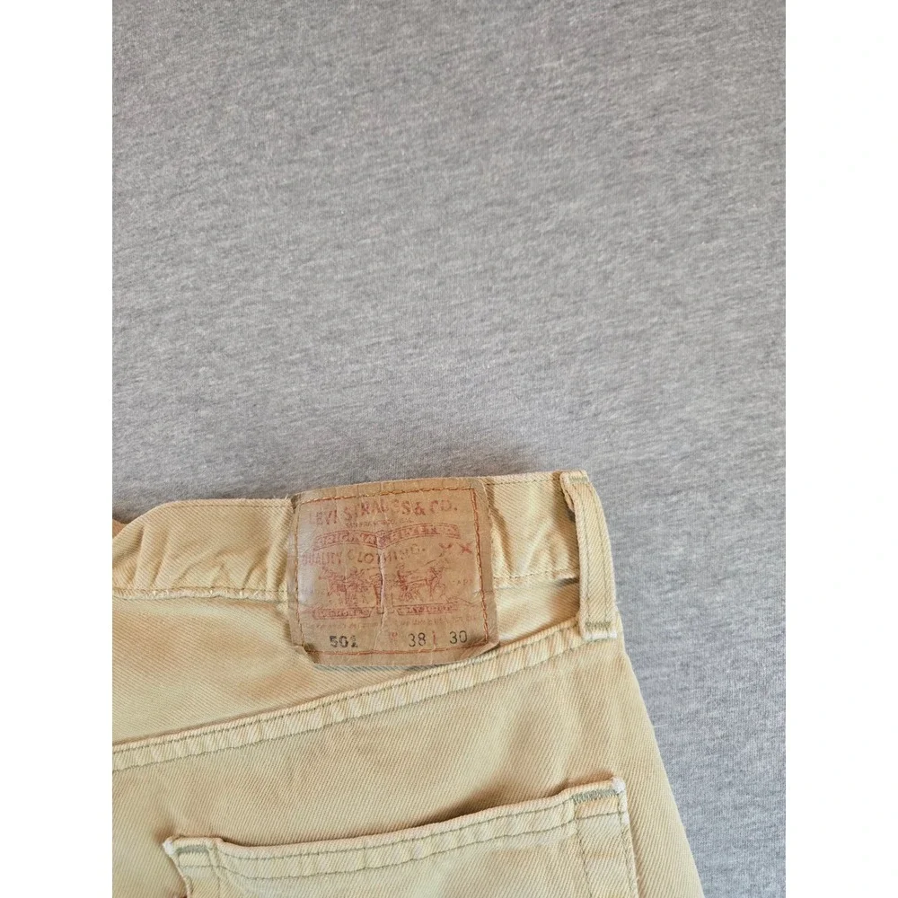 Vintage Levi's 501 Jeans Mens 38x30 Tan Straight Leg‎ Button Fly Made USA 01 Y2K